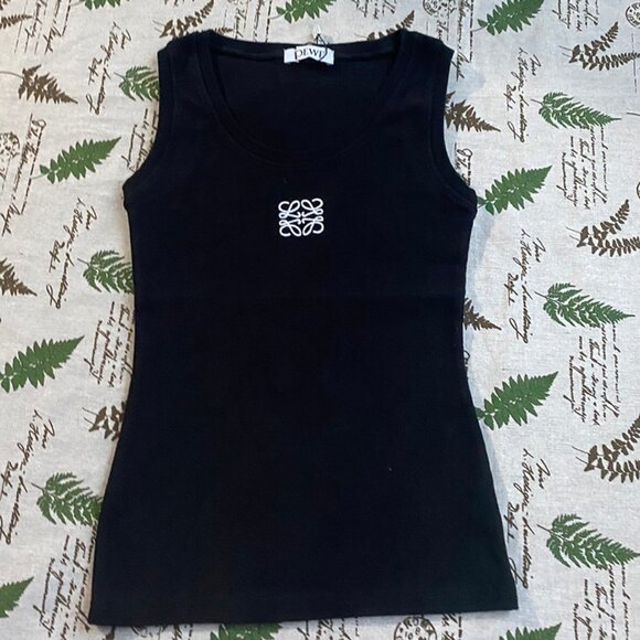 LOEWE Black Cotton Sleeveless Top - Picture 1 of 6